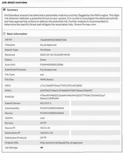Fortinet FCP FSA AD 5.0 question