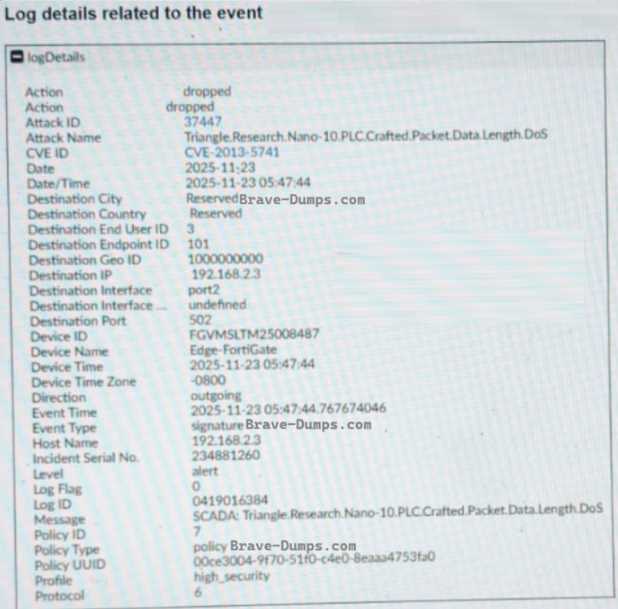 Fortinet NSE6 OTS AR 7.6 question