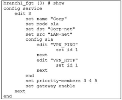 Fortinet NSE7 SDW 7 question