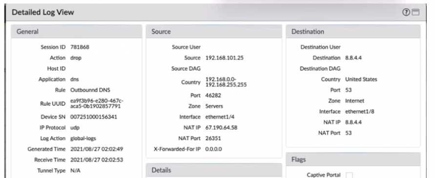 Palo Alto Networks PCNSA exam question